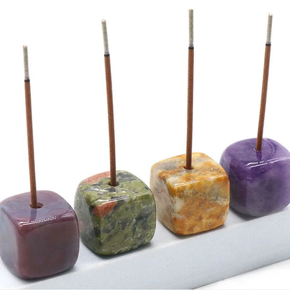 Natural Quartz Cube Incense Stick Holder