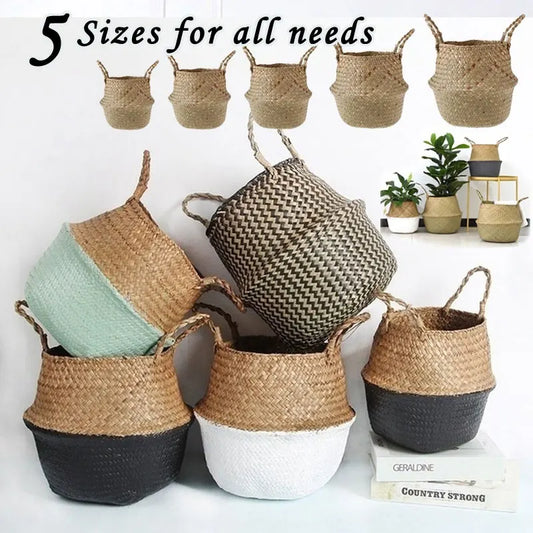 Foldable Weaved Storage Baskets with Handles