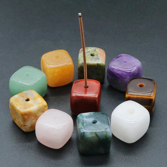 Natural Quartz Cube Incense Stick Holder