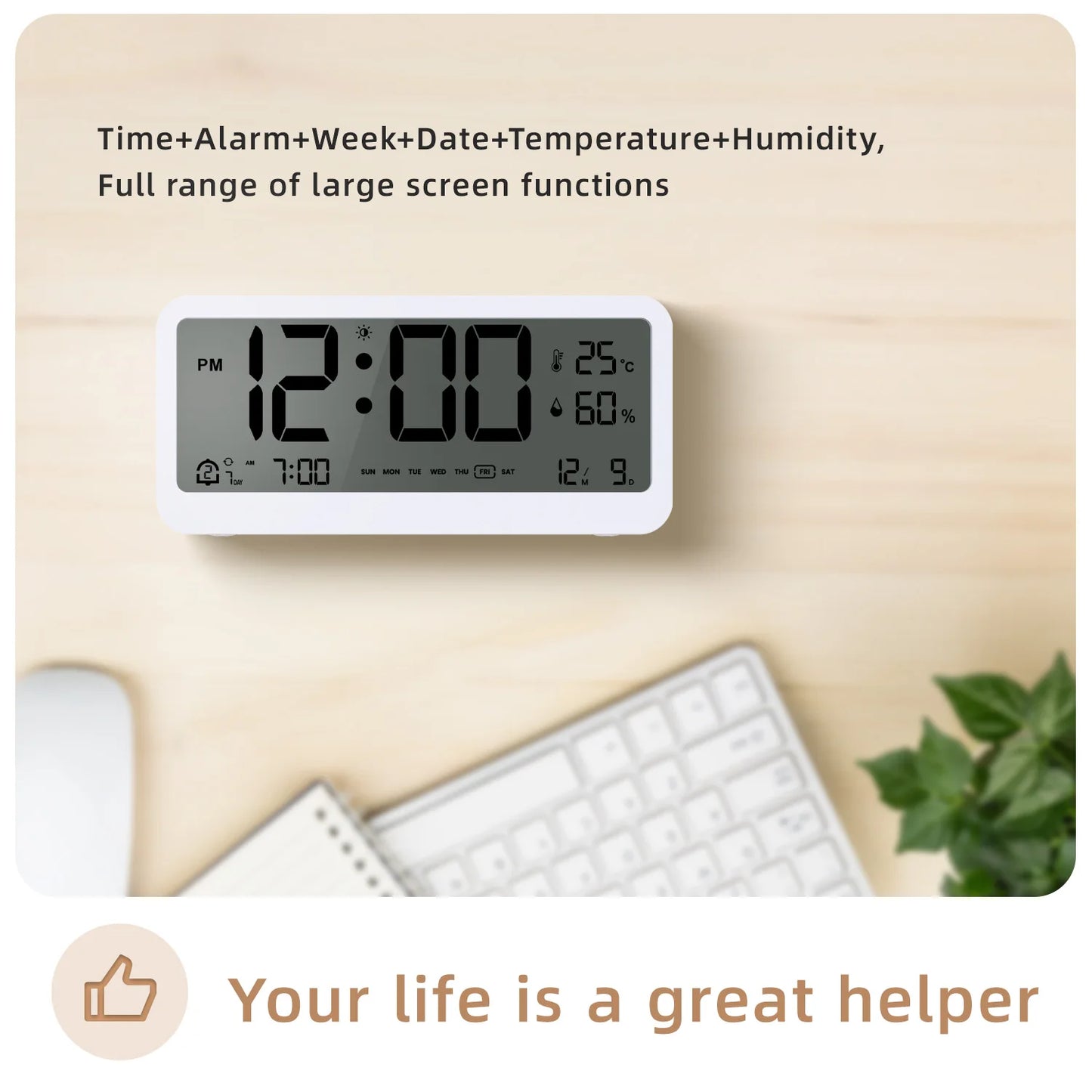 Multifunctional LED Display Alarm Clock with Adjustable Brightness