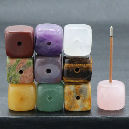 Natural Quartz Cube Incense Stick Holder