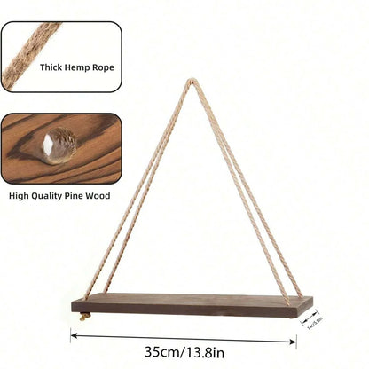 Wooden Swing Hanging Wall Shelf